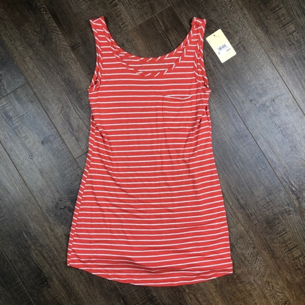 Bass Orange & White Striped Tank Top Shirt ((XS))